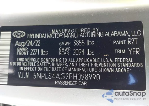 2023 Hyundai Elantra Sel z USA, uszkodzony, nr VIN 5NPLS4AG2PH098990